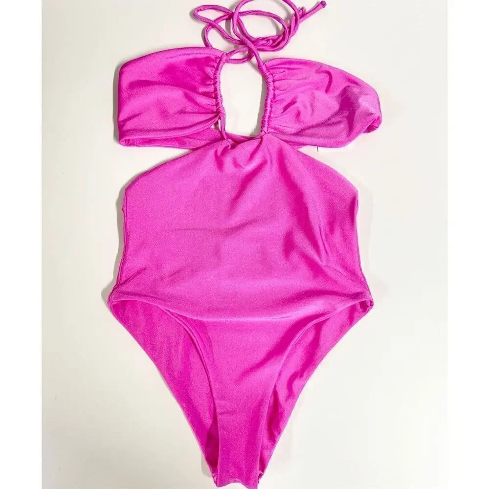 Jade Swim One Piece‎ Layla Cutout Barbie Pink Swimwear NEW